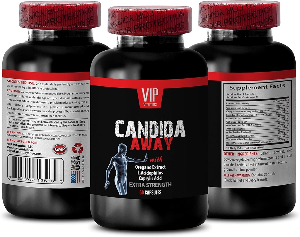 Wzmacniacz układu immunologicznego - CANDIDA AWAY EXTRA STRENGTH FORMULA - POMOC DYGESECYJNA - Candida cleanse, wsparcie dla candida, candida overgress, suplement candida, Candida complex, candida - 1 butelka 60 kapsułki