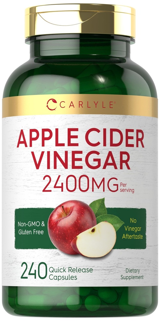 Carlyle Jabłko Cydr Ocet kapsułki 124; 2400mg 124; 240 Hrabia 124; Non- GMO, Gluten