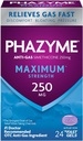 Phazyme Maximum * Wytrzymałość Gaz przeciwgazowy 250 mg Simetikon Relief Gazowy dla dorosłych, Szybkie żele Szybkie rozdmuchiwanie, Ciśnienie i dyskomfort, 24
