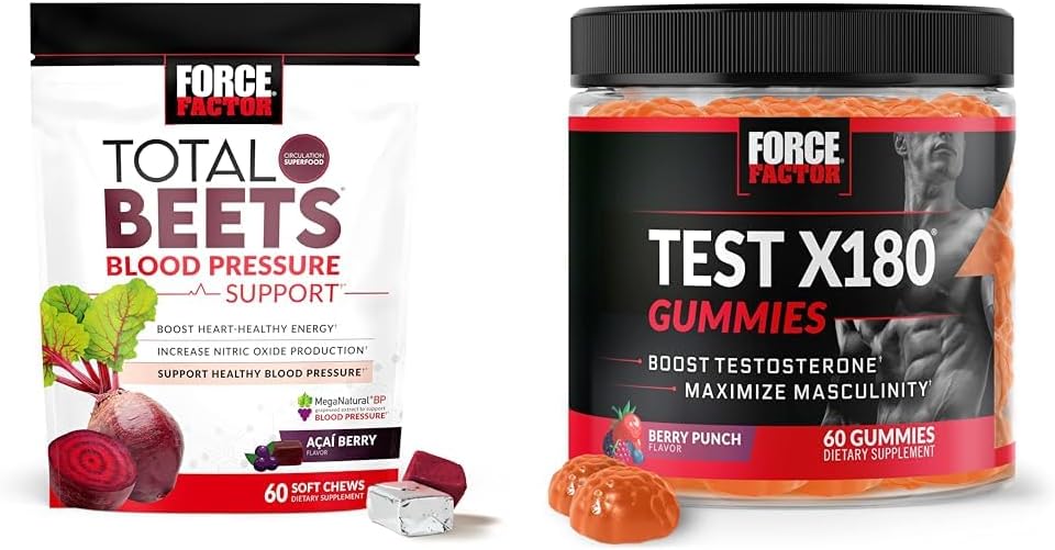 Czynnik siły Całkowite złamania ciśnienia krwi Wsparcie 60 Chews + Test X180 Gummies Testosteron Booster dla mężczyzn 60 Gummies