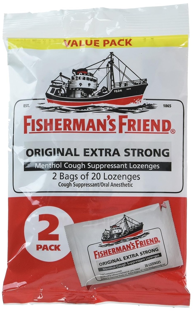 Fisherman 's Friend Original Extra Strong Cough Supressant Lozenges, 20 Count (Pack of 2)