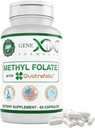 GENEX Metyl Folate with Quatrefolic ® 1360 mcg DFE (60 kapsułki) Bio- Active Form of Folate - 5- Methyltetrahydrofolate DG124; Vegan, Gluten Free, Non-GMO (60 Day Supply)