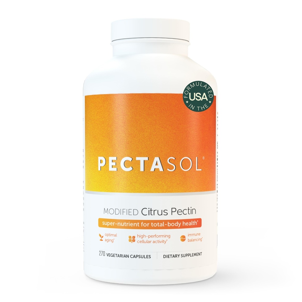 PectaSol Zmodyfikowany Citrus Pectin - 270 Kapsułek - Supplement zdrowia ciała całkowitego w celu wsparcia serca, układu immunologicznego, odpowiedzi zapalnej i zdrowego starzenia się + Zachowanie zdrowego poziomu Galectin- 3