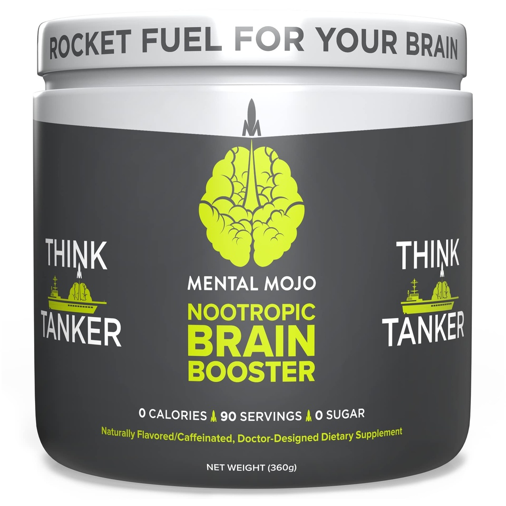 Nootropic Brain Booster (90 Servings) Nootropic Drink Mix & Brain Supplement - Energia wzmacniająca paliwo mózgowe, Focus & Memory - Zero Calories, Cukier wolny - Kiwi Truskawka
