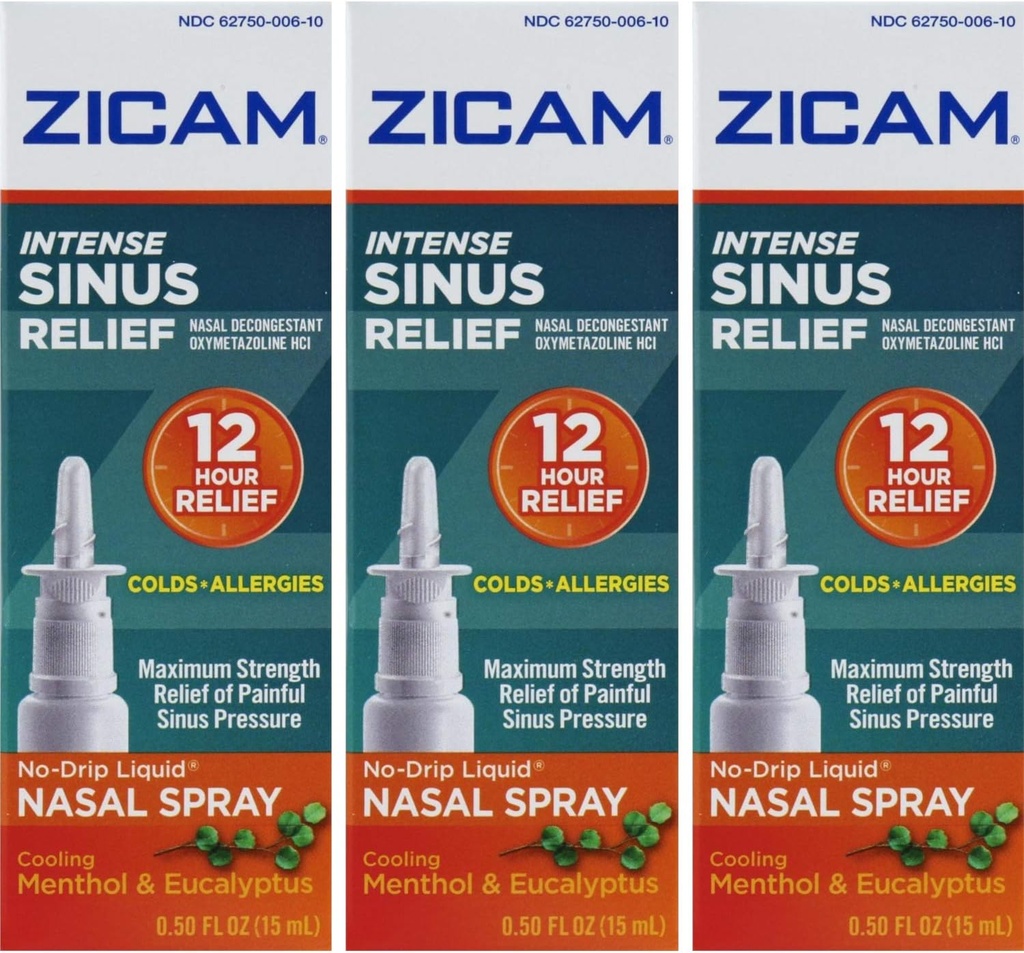 Zicam Intensywne Sinus Relief, Chłodzenie Mentol i Eucalyptus Pompa 0,5 fl oz (Ilość 3)