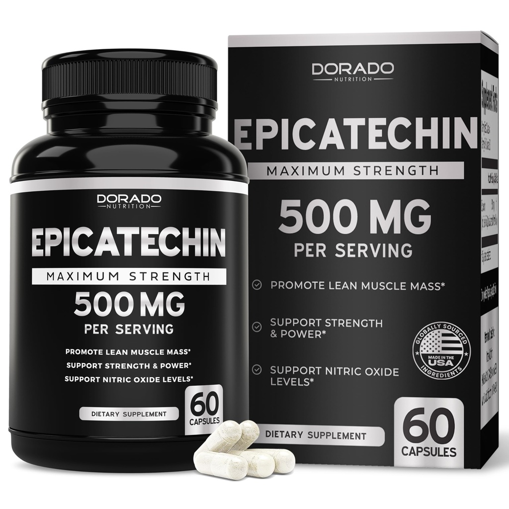 Epicatechin Extract 500mg Per Serving (60 Kapsułek) Myostatin Inhibitor, Myostatin Blocker dla Lean Muscle, Nitric Oxide, Stamina & Endurance - Nie GMO, Vegan Supplement & Trzeci Tested