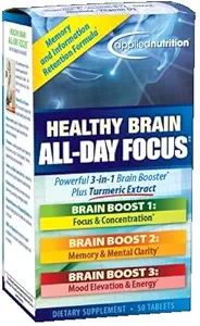 Stosowana odżywka Zdrowy mózg All Day Focus, 50 tabletek na butelkę (3 opakowania)