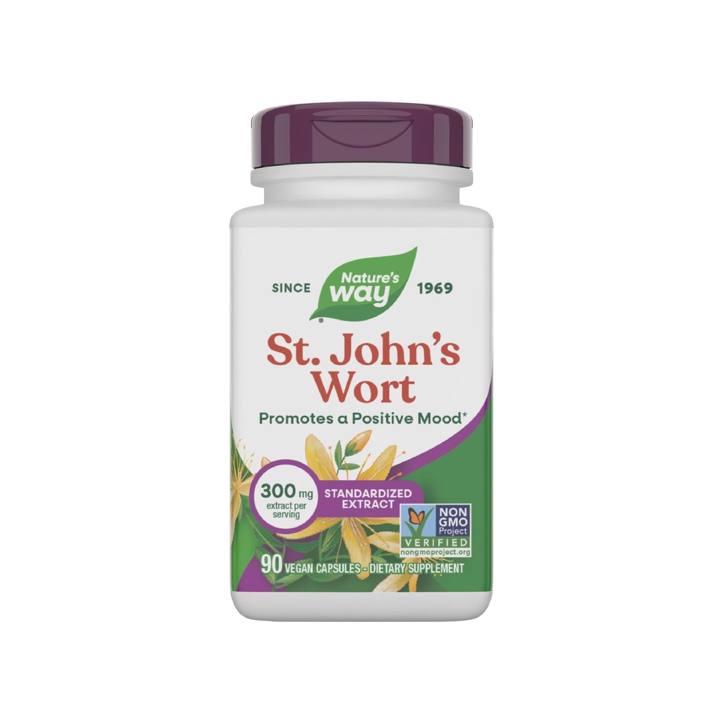 Natural 's Way St. John' s Wort Premium Extract Promotes positive Outlook * Non-GMO 90 Kapsułki