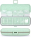Naturetouch Pill Organizer, 7 Compartments Pill Box Portable Travel Medicine Organizer for Purse or Pocket 7 Day Pill Dispenser Storage Case with Lock for Vitamin Medication Fish Oil Supplements Gree