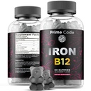 Witamina B12 Gumiaki dla kobiet i mężczyzn, 20 mg Żelaza Suplement dla dorosłych, Free Blood Builder dla niedokrwistości, Witamina B12 Gumiaki z żelaza & Natural Blackberry Flavor, Wegan, Non-GMO, 30 Day Supply