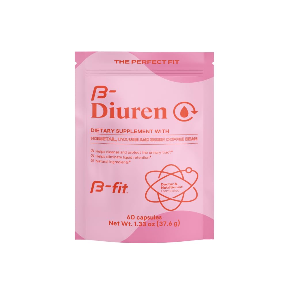 Diuren - Kapsułki diuretyczne z kofeiną, Horsetail Herb i Uva Ursi - 60 Kapsułek z naturalnymi ekstraktami - Suplement z kofeiny - Najlepsze Diuretyki dla zatrzymywania wody
