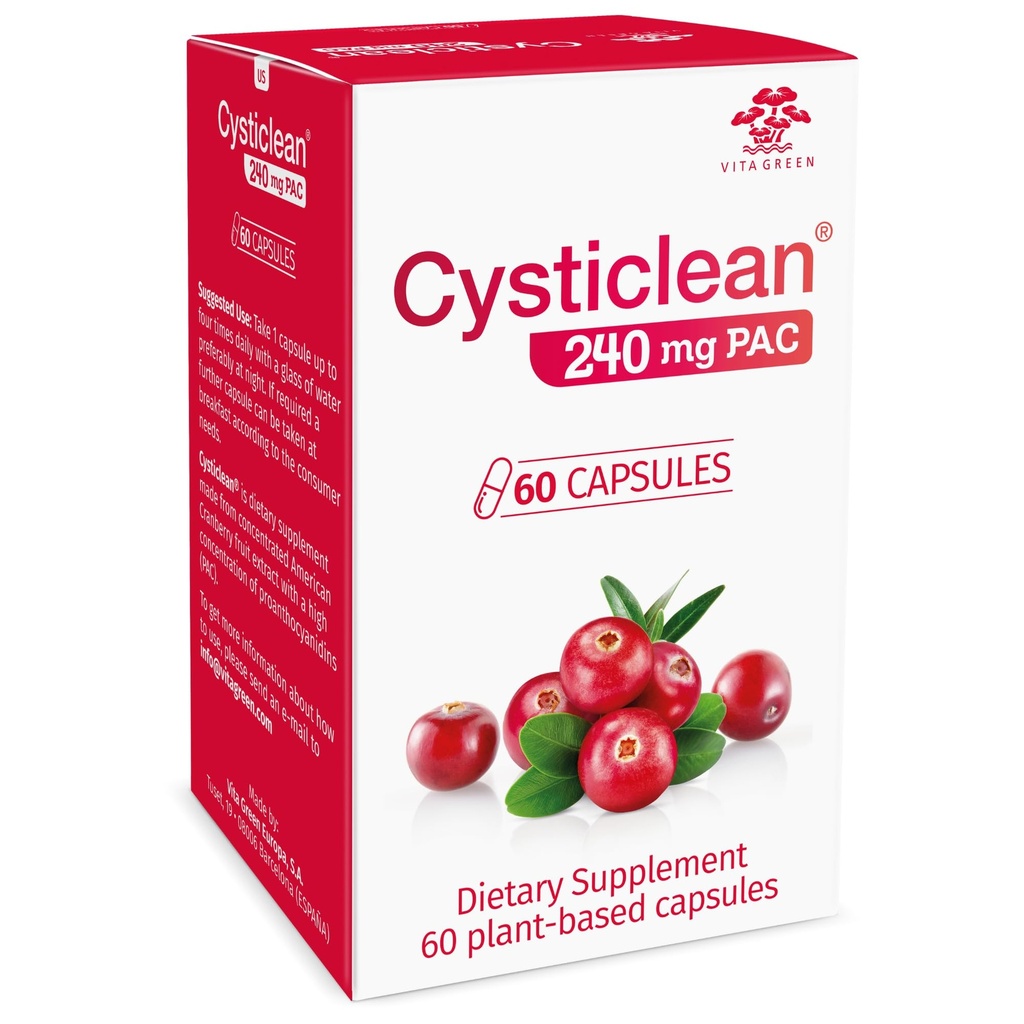 Cysticlean Cranberry PAC Supplement - 240 mg PAC, Sugar- Bezcukrowe - Uzywarkowe wsparcie na infekcję trakcji - Najbardziej skuteczne tabletki żurawinowe dla Cystitis & Interstitial Cystitis Relief