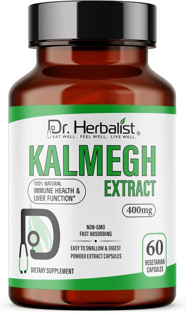 Ekstrakt Dr. Herbalist Kalmegh 400mg - 60 Vegan Capsules Description 124; 10: 1 Andrographis Paniculata Extract = 4,000mg Raw Herb Equivalent Description 124; Premium Herbal Supplement Description 124; Plant- Based Daily Support