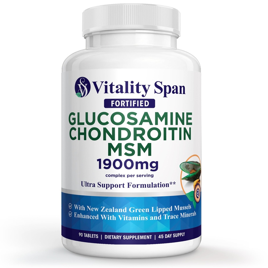 Glukozamina Chondroitin Advanced Joint Support Tripple Strength z cynku i miedzi, Joint Supplement for Men and Women for Chitlage and Joint Health, Made in USA, 90 Veg Tablets