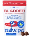 Native Pet Dog UTI Leczenie - Suplement żurawinowy dla psów Bladder Control & Nerka Support - Zapobieganie infekcji dróg moczowych i nietrzymania moczu - Made with Real Cranberry Extract - 30 Chews