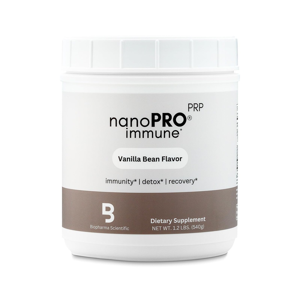 Biopharma Scientific Nanopro Immune: Proszek z białka serwatki do immunologicznego wsparcia i odzyskiwania ćwiczeń z Colostrum, Glutathione, Proline bogate polipeptydy, Vanilla Bean Flavor, 30 Służenia