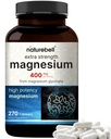 NatureBell Magnezu Glycinate 400mg Elemental, 270 Kapsułki 124; 100% Chelated for High Absorption British 124; Wspomaga mięśnie, kości i serca Health British 124; Non-GMO, Gluten- Free, Wegan