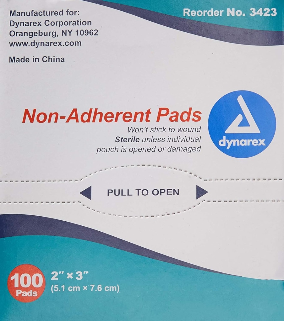 Dynarex Non- Adherent Pad, Steryl, 2x3, Box / 100