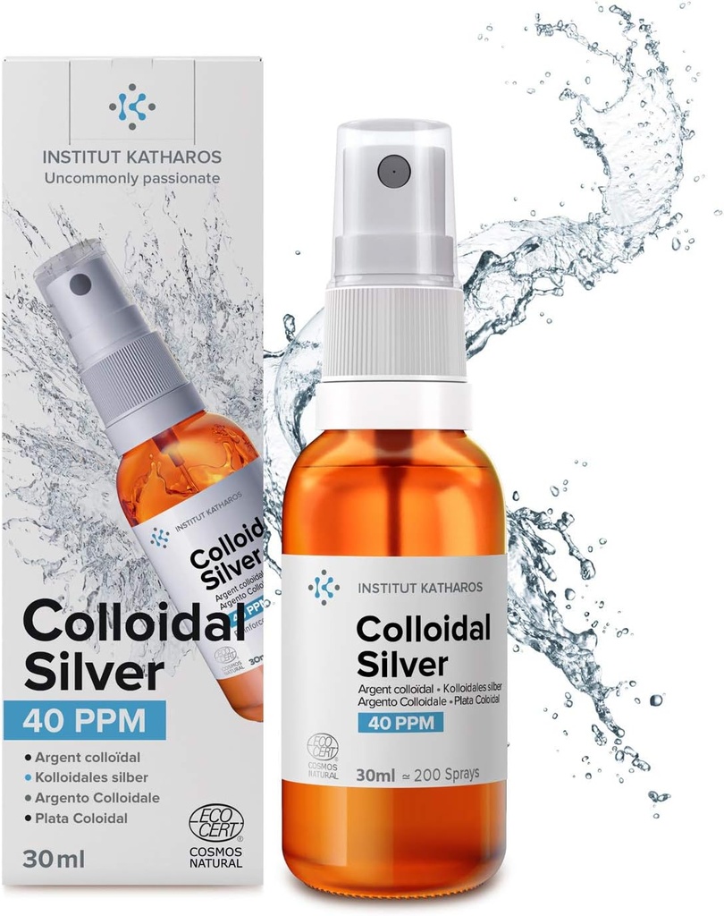 Colloidal Silver Pocket Spray 40 PPM 1 / 3 fl oz ● Ecocert Cosmos Natural ● Superior Concentration, Mniejsze cząstki = lepsze wyniki ● Certyfikowany przez 3 niezależne laboratoria
