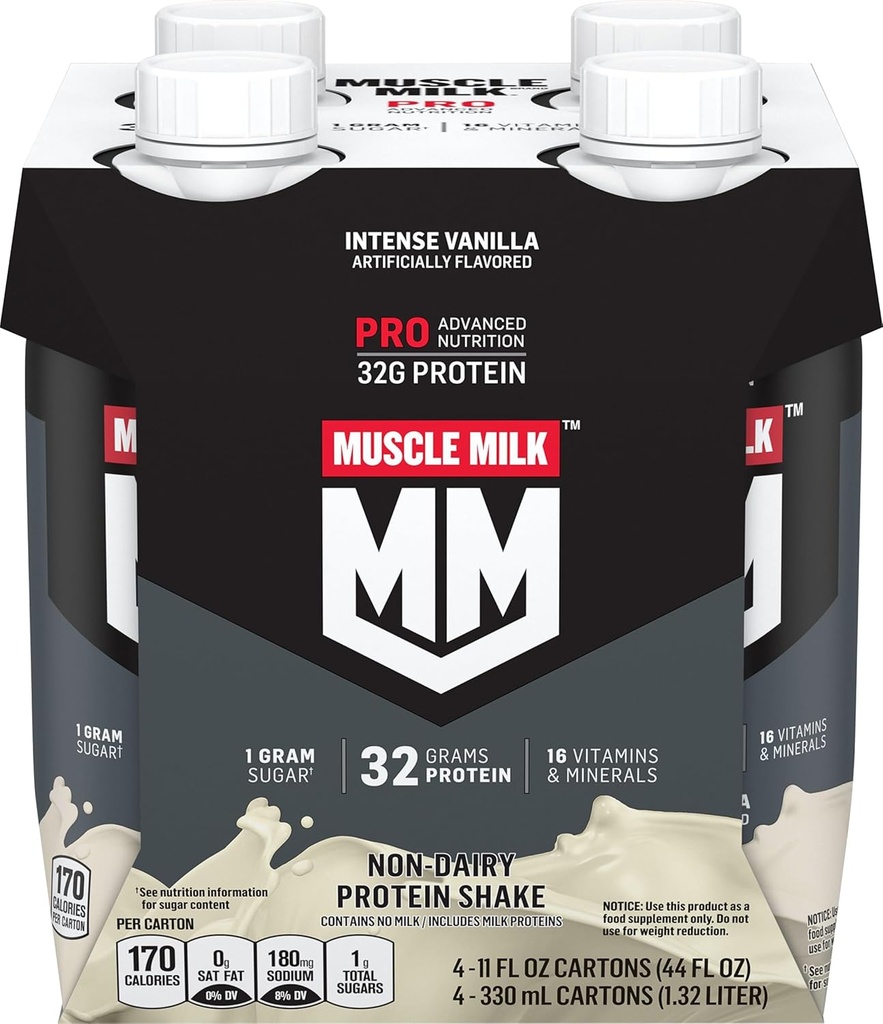 Muscle Milk Pro Series Protein Shake, Intensywna wanilia, 4 liczenie