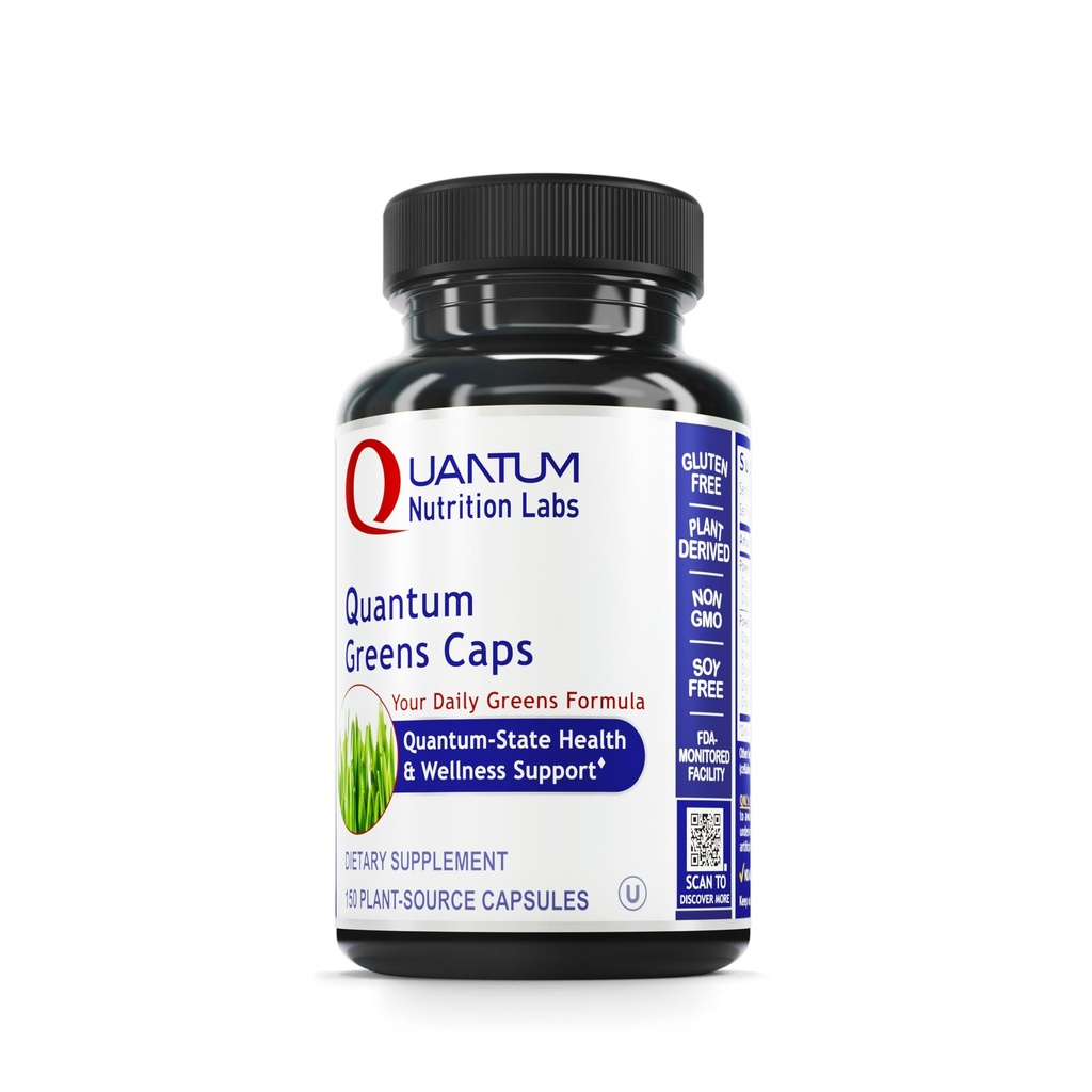 Quantum Nutrition Labs Zielone Kapsułki - Super Zielone Kapsułki, Suplementy Zielonych, Superfood Mieszanka dla Wellness, Organic Veggie Pigułki z Kale, Leafy Zielonych, Alfa - 150 Kapsułki wegetariańskie