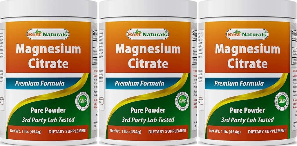 Najlepsi naturalni Magnezu Glycinate proszek - 1 funt (1 LB (opakowanie po 3))