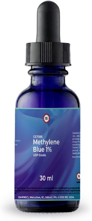 Błękit metylenowy 1% 30 ml Butelka z kroplomierzem szklanym 124; Chlorek metylotioniniowy klasy USP w płynie 124; dla funkcji mózgu & Cognitive Health