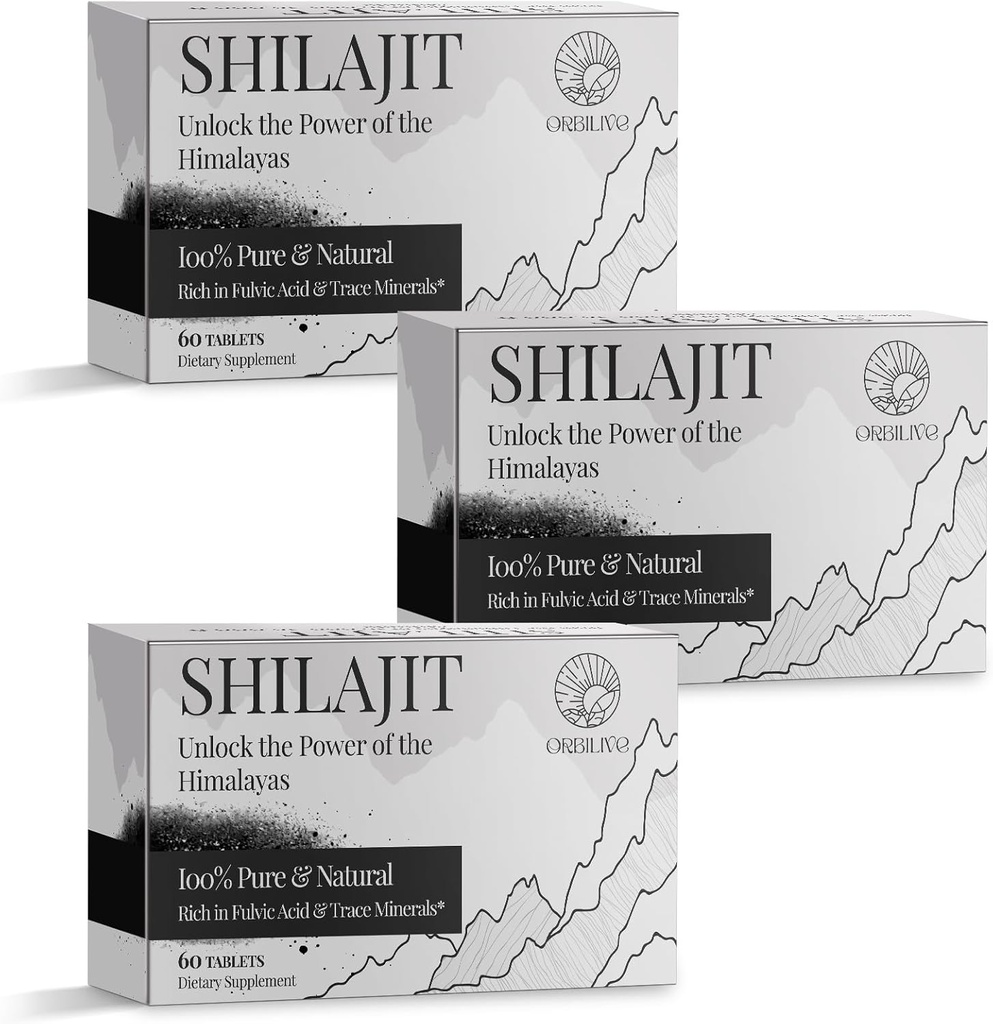 30 000 mg Shilajit Tablets, 100% Shilajit Pure, Himalayan Organic, Shilajit for Men and Women Rich in Fulvic Acid & 85 + Ślad Minerałów, suplement Shilajit dla energii i układu immunologicznego, 180