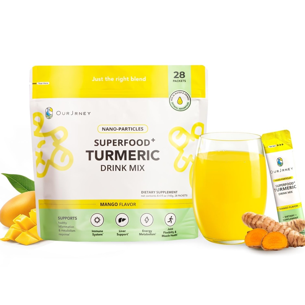 Nano kurkumina kurkumina proszek do picia, Golden Juice for Wellness & Immunitety, bez smaku turmerowego, Dodaj do koktajli / Woda codziennie rano Routine- 35X Absorption-Mango Flavor- Wspólny suplement wsparcia