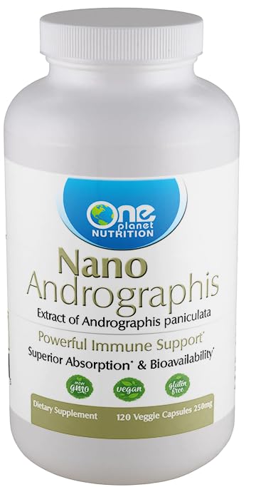 One Planet Nutrition Nano Andrographis 500 mg Veggie kapsułki (120 Servings), Andrographis paniculata Extract, Nano Superior Absorption, Wspiera ogólne Wellness, Non-GMO, Wegan, Gluten- Free