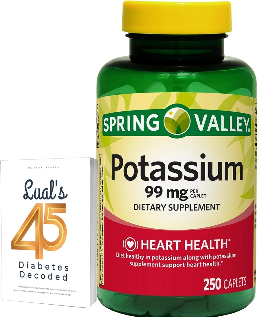 Wiosenna Dolina Potasu Heart suplement diety, 99 mg, 250 Hrabia, Glukonian potasu Bundle z Lual 45 Cukrzyca zdekodowane