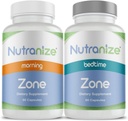 Nutranize Zone Twin- Pack Supplement System - Pharmacist- Designed Morning & Bedtime Kapsułki z Glycinate magnezu, Witamina D3, K2 MK7, Metylofolat, Chrom, Melatonina - 30 Day Supply (120 Count)