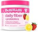 Belli Welli Fiber Supplement for Women & Men, Premium Daily Fiber Powder from Organic Acacia with Added Collagen, Electrolytes & Probiotics, No Bloat, Zaparcia i Gut Health Support (Truskawka Lemoniada)