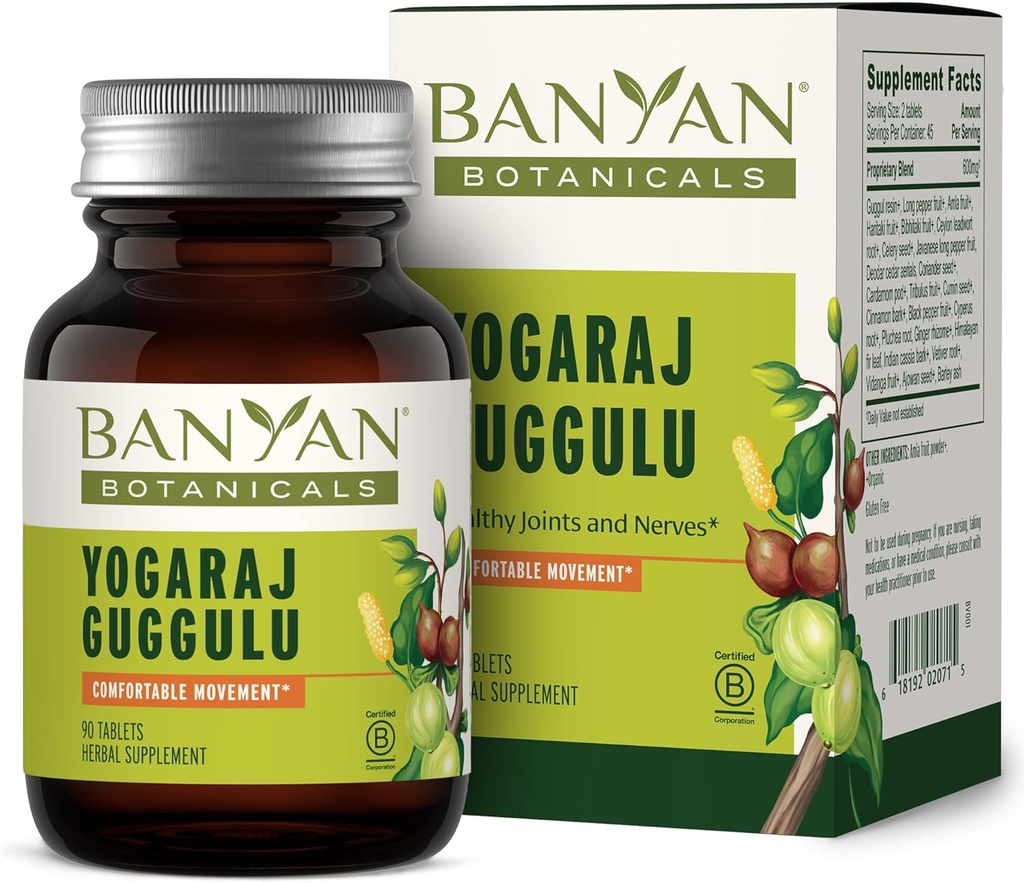 Banyan Botanicals Yogaraj Guggulu - Organic Joint Support Supplement Amendment - Ayurvedic Blend for Support The Skeletal and Neuromussum Systems * - 90 Tablets - Non-GMO, Sustainable Sourced, Vegan