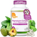 Kompleks Zahler Magnezu - Multi Magnezu Suplement Mieszanka z Magnezu Glicynian, jabłczan, asparaginian, Taurinat i tlenek Plus Witamina B6 - Bone Nerve Heart & Muscle Health (60 Kapsułki)