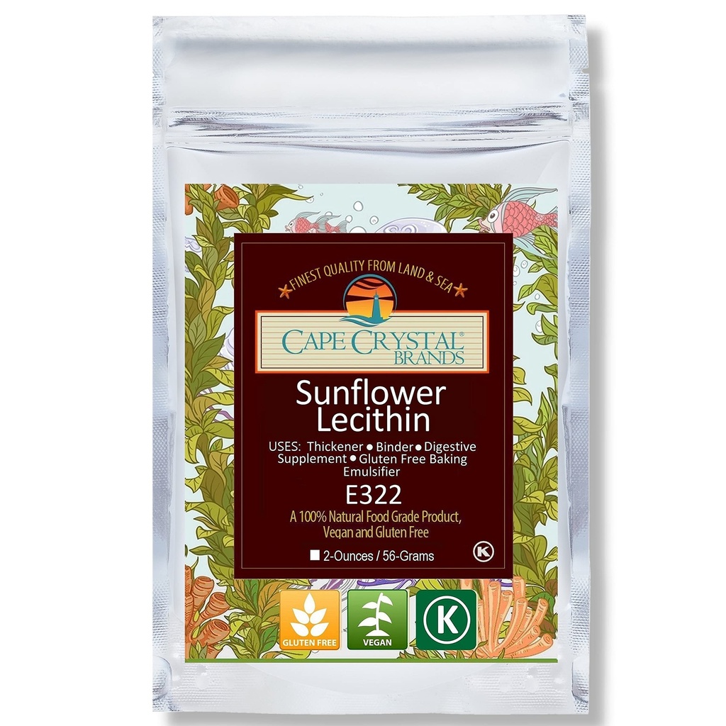 Cape Crystal Sunflower Lecytyna Proszek 100% Naturalne i Gluten- Free. Jest Wegan, Non-GMO Alternatywa dla Lecytyny Soy Proszek (2- oz.)