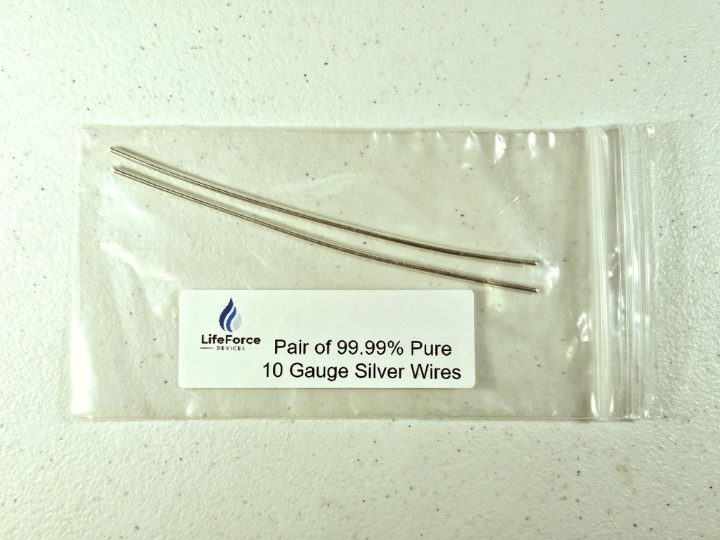 Pure Silver Generator Wires - 9999 Silver Electrodes - Pre- Cut 6- Inch 10 Gage Wires - Fits LifeForce Generatory