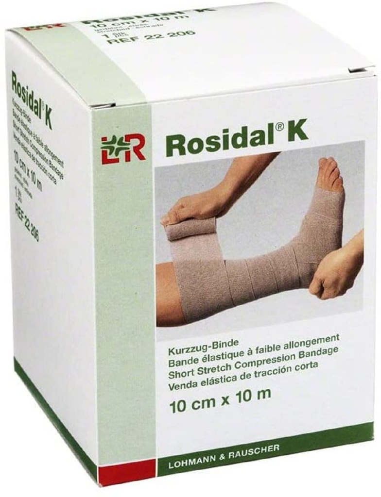 Lohmann & Rauscher Rosidal K Krótki Stretch Bandaż kompresji, Do stosowania w zarządzaniu ostrym i przewlekłym Lymphedema, Edema, & Niewydolność żylna, 3.93 "x 11 Jardów (10cm x 10m), 1 Roll
