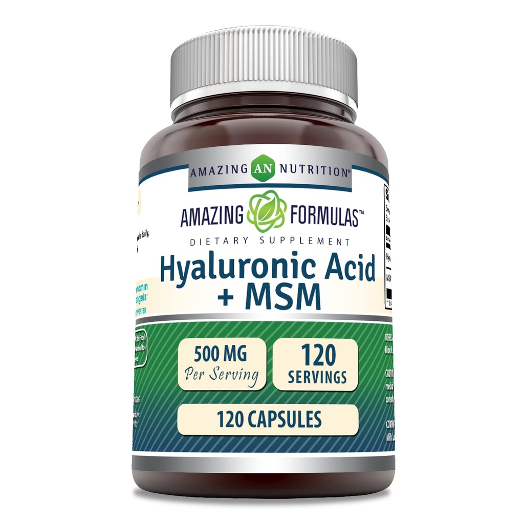 Amazing Supples Hyaluronic Acid & MSM Supplement Equipment 124; 500 Mg Equipment 124; 120 Kapsułki Equipment 124; Non-GMO Equipment 124; Gluten- Free Equipment 124; Made in USA