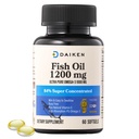 DAIKEN Mini Fish Oil 1200 mg, RTG Omega 3 1000mg, 60 Softgels, High Absorption & Burpless Fish Oil for Healthy Heart, Mózg i Suchy Oczy Wsparcie