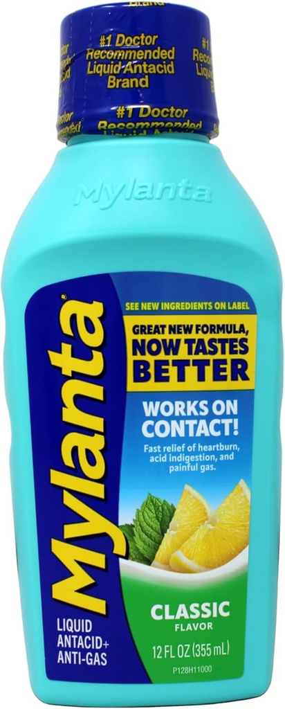 Mylanta Antacid and Gas Relief, Formuła maksymalnej mocy, Classic Flavor, 12 Fluid Ounce