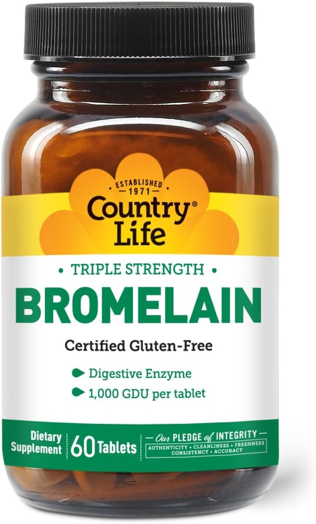 Country Life - Natural Bromelain, 500 mg, 60 tabletek