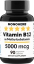Witamina MONOHERB B12 Metylokobalamina 5000 μg - 90 Kapsułki wegetariańskie - B12 Metyl