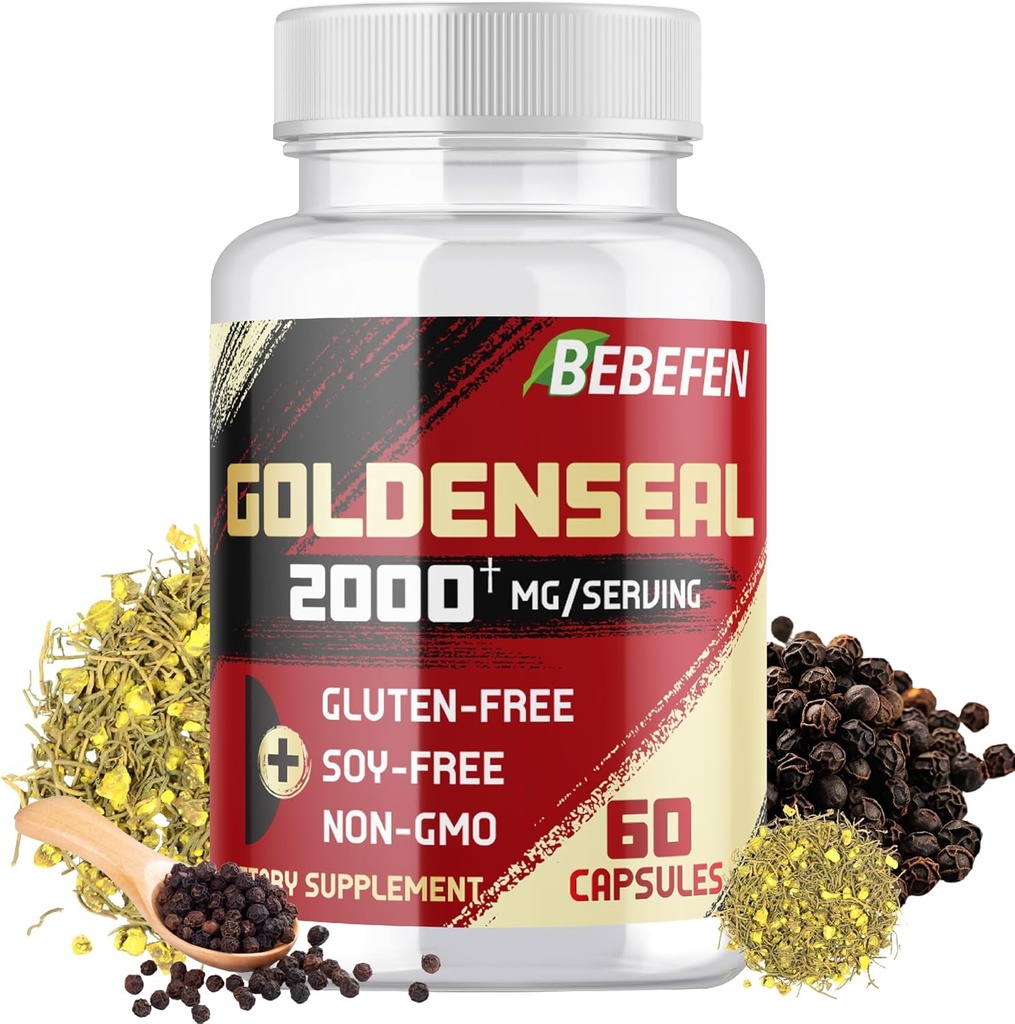 BEZEM EN Goldenseal Root kapsułki 2000mg kapsułki 124; Tradycyjny suplement ziołowy suplement 124; koncentrat ekstrakt 124; wegetarianin, nieGMO