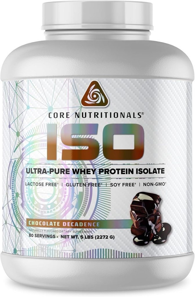 Core Nutritionals ISO, 100% Micro Filtered, Zero Artificial Fillers, 25g Whey Protein Isolate, 80 Servings (Chocolate Decadence)