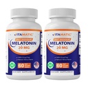 Vitamatic 2- Pack High Potency Melatonin 20 mg - 60 Szybkie rozpuszczanie tabletek Total Fast- działając wsparcie snu - Natural Berry Flavor 124; Wegetarianin