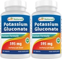 Najlepszy naturalny Glukonian potasu 595 mg 250 tabletek (250 liczenie (opakowanie po 2))