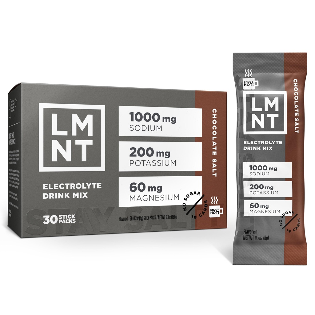 Drink LMNT Zero cukru Gorąca czekolada lub mieszanka kawy - sól czekoladowa 124; Drink Mix 124; 30- liczyć