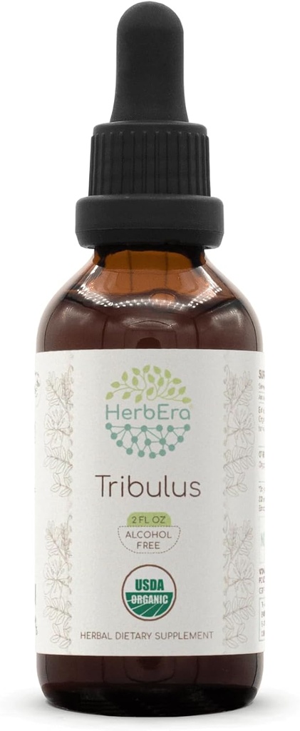 HerbEra Tribulus B60 Wyciąg ziołowy wolny od alkoholu nalewka, skoncentrowane płynne krople Naturalne USDA Tribulus organiczny (Tribulus Terrestris) Suszone owoce (2 fl oz)