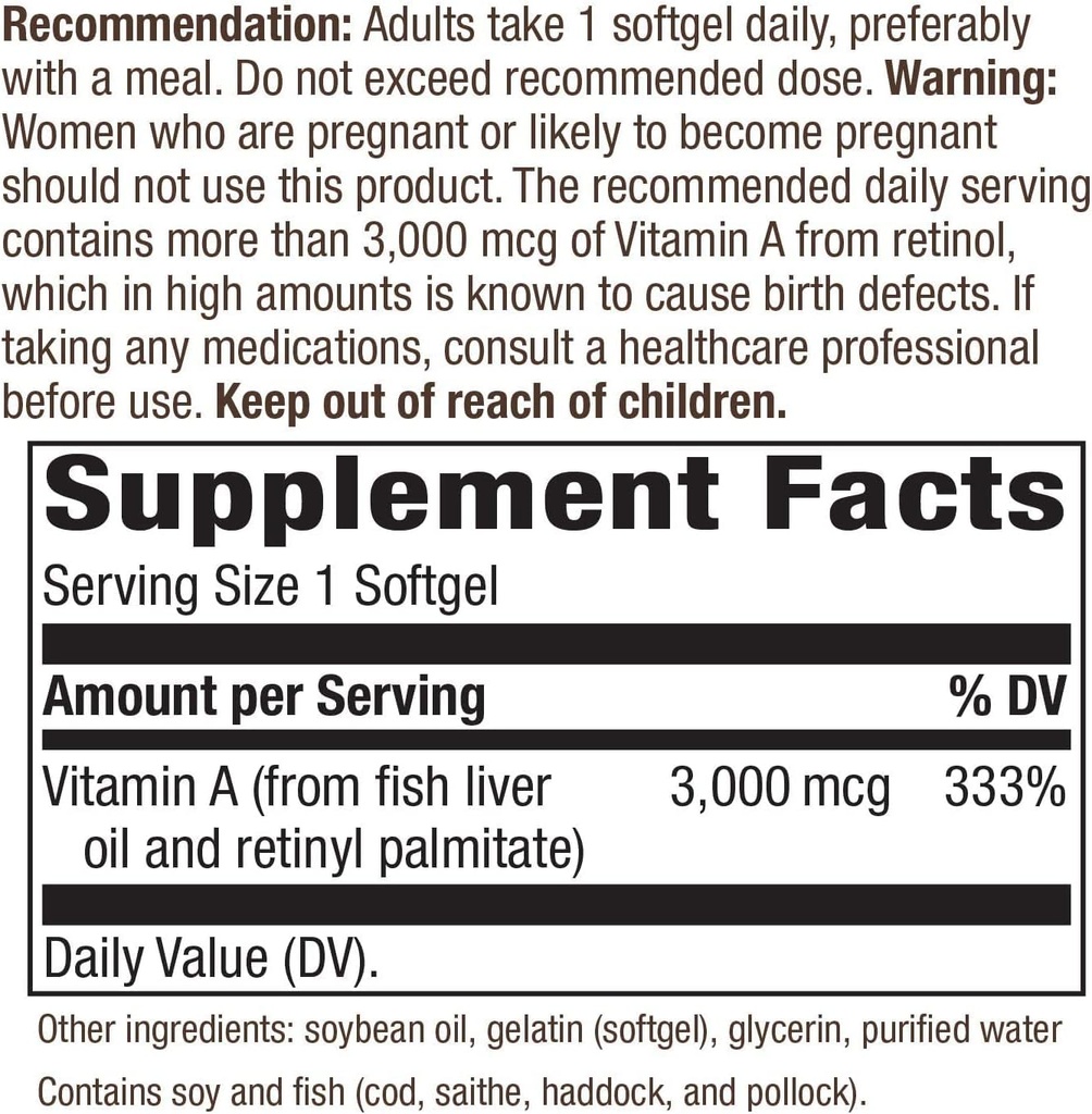 Nature 's Way Witamina A - 10000 j.m. - 100 Softgels